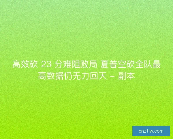 高效砍 23 分难阻败局 夏普空砍全队最高数据仍无力回天 - 副本